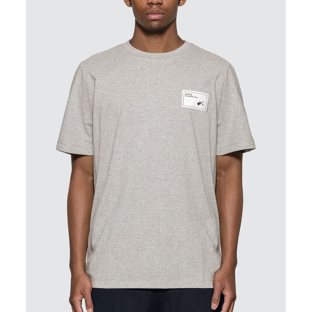 A.P.C. Gray Cotton Smart Casual Side Front Logo Streetwear T-Shirt sz S